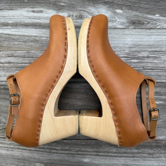 No.6 Palomino Leather Strap Clogs Alder Wood Heel EU 40 US 9 - Picture 7 of 12